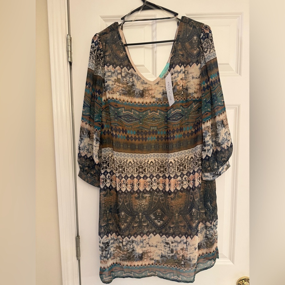 Filly Flair Earthy Patterned Dress - Picture 2 of 4